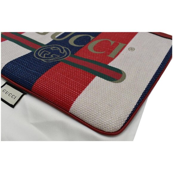 GUCCI  Linea Merida Web Stripe Canvas Zip Pouch Multicolor 524788 - Picture 7 of 11
